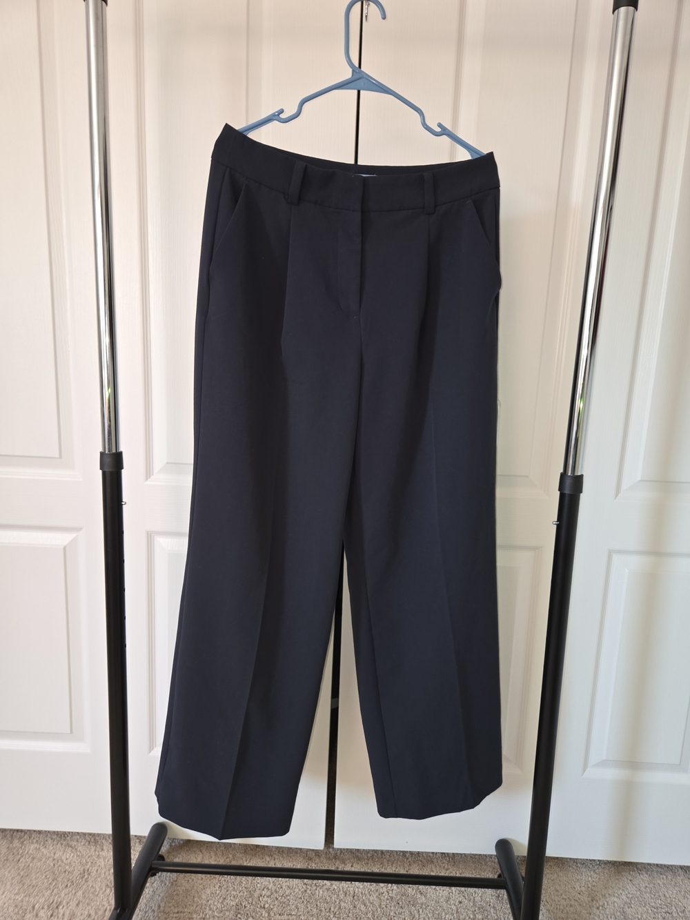 LOFT Navy Wide-Leg Trousers - Picture 1 of 7